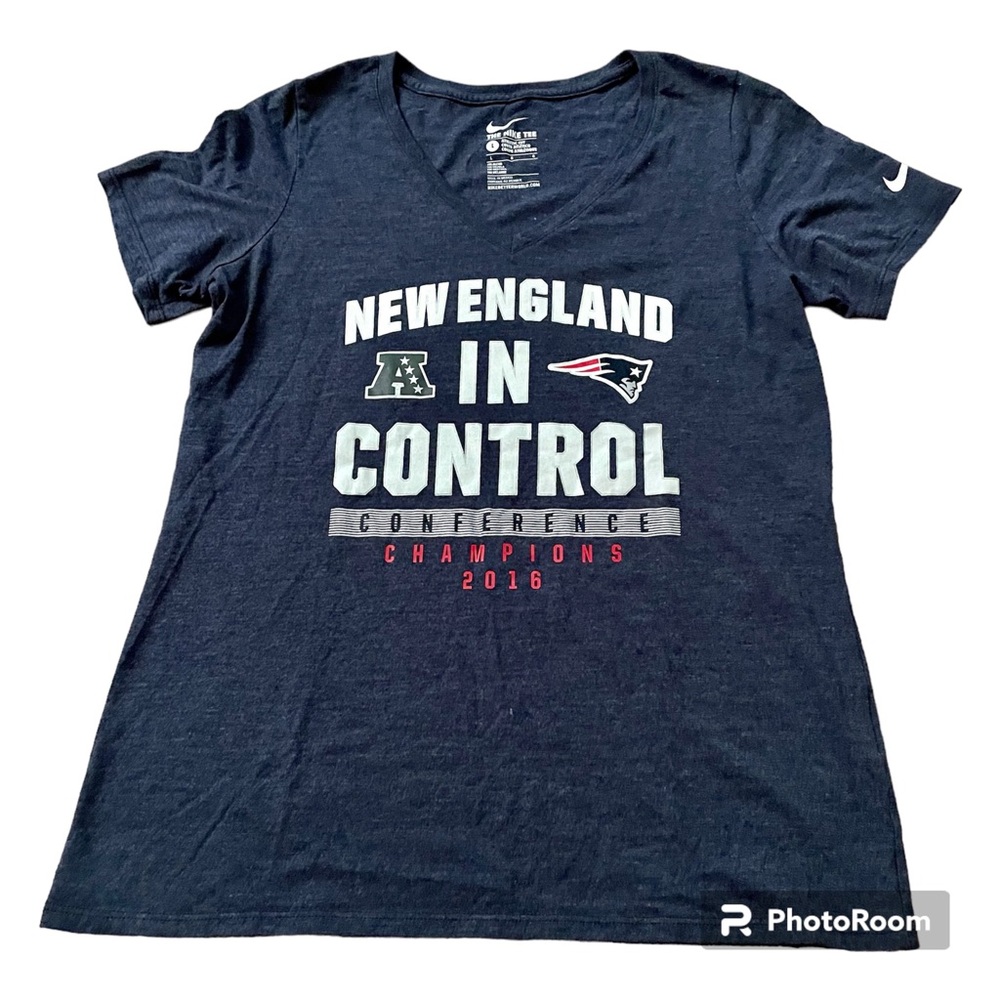 Nike NFL Patriots Shirt V Neck Short Sleeve Navy Large